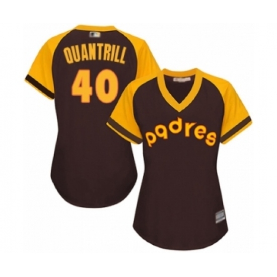 Women's San Diego Padres #40 Cal Quantrill Authentic Brown Alternate Cooperstown Cool Base Baseball Player Jersey Women's San Diego Padres #40 Cal Quantrill Authentic Brown Alternate Cooperstown Cool Base Baseball Player Jersey