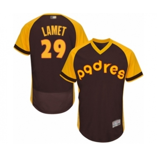 Men's San Diego Padres #29 Dinelson Lamet Brown Alternate Cooperstown Authentic Collection Flex Base Baseball Player Jersey Men's San Diego Padres #29 Dinelson Lamet Brown Alternate Cooperstown Authentic Collection Flex Base Baseball Player Jersey