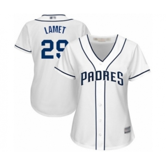 Women's San Diego Padres #29 Dinelson Lamet Authentic White Home Cool Base Baseball Player Jersey Women's San Diego Padres #29 Dinelson Lamet Authentic White Home Cool Base Baseball Player Jersey