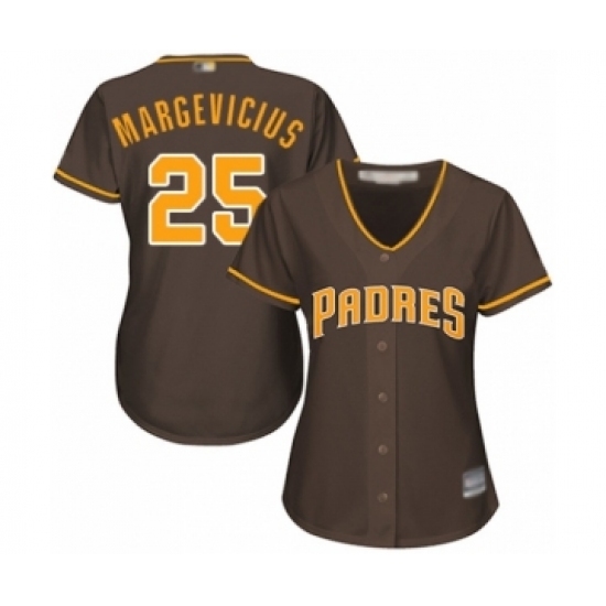 Women's San Diego Padres #25 Nick Margevicius Authentic Brown Alternate Cool Base Baseball Player Jersey Women's San Diego Padres #25 Nick Margevicius Authentic Brown Alternate Cool Base Baseball Player Jersey
