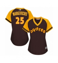 Women's San Diego Padres #25 Nick Margevicius Authentic Brown Alternate Cooperstown Cool Base Baseball Player Jersey Women's San Diego Padres #25 Nick Margevicius Authentic Brown Alternate Cooperstown Cool Base Baseball Player Jersey
