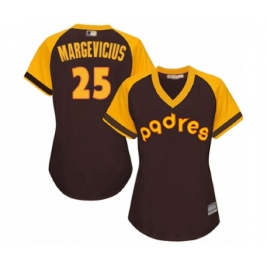 Women's San Diego Padres #25 Nick Margevicius Authentic Brown Alternate Cooperstown Cool Base Baseball Player Jersey Women's San Diego Padres #25 Nick Margevicius Authentic Brown Alternate Cooperstown Cool Base Baseball Player Jersey