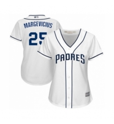 Women's San Diego Padres #25 Nick Margevicius Authentic White Home Cool Base Baseball Player Jersey Women's San Diego Padres #25 Nick Margevicius Authentic White Home Cool Base Baseball Player Jersey