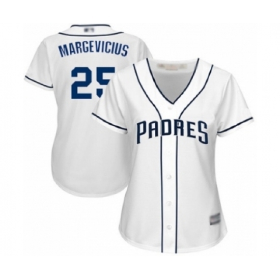 Women's San Diego Padres #25 Nick Margevicius Authentic White Home Cool Base Baseball Player Jersey Women's San Diego Padres #25 Nick Margevicius Authentic White Home Cool Base Baseball Player Jersey