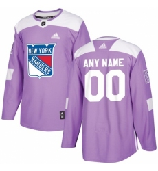 Men's New York Rangers adidas Purple Hockey Fights Cancer Custom Practice Jersey