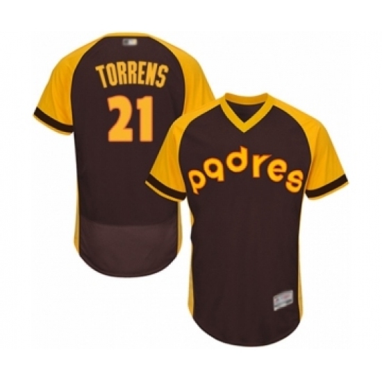 Men's San Diego Padres #21 Luis Torrens Brown Alternate Cooperstown Authentic Collection Flex Base Baseball Player Jersey Men's San Diego Padres #21 Luis Torrens Brown Alternate Cooperstown Authentic Collection Flex Base Baseball Player Jersey