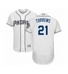 Men's San Diego Padres #21 Luis Torrens White Home Flex Base Authentic Collection Baseball Player Jersey Men's San Diego Padres #21 Luis Torrens White Home Flex Base Authentic Collection Baseball Player Jersey