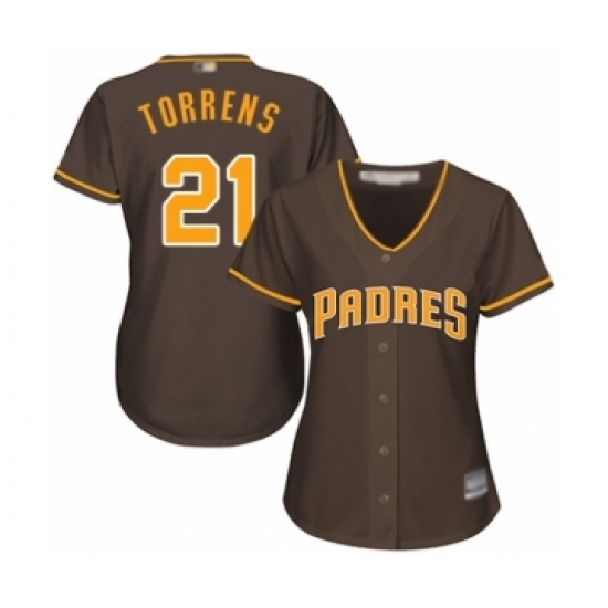 Women's San Diego Padres #21 Luis Torrens Authentic Brown Alternate Cool Base Baseball Player Jersey Women's San Diego Padres #21 Luis Torrens Authentic Brown Alternate Cool Base Baseball Player Jersey