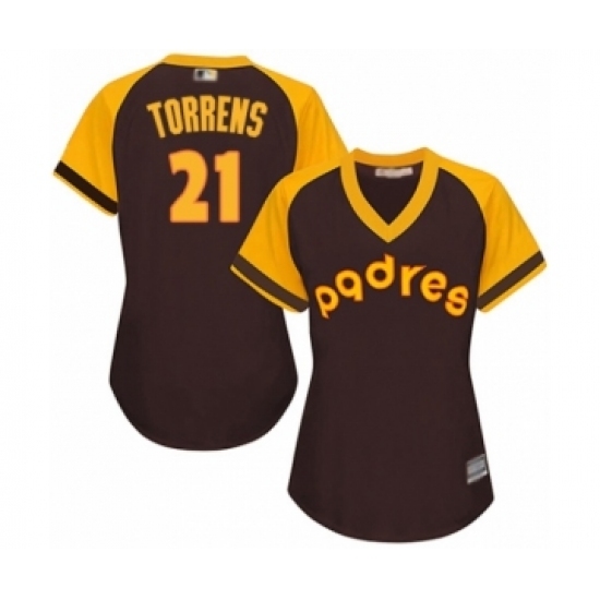 Women's San Diego Padres #21 Luis Torrens Authentic Brown Alternate Cooperstown Cool Base Baseball Player Jersey Women's San Diego Padres #21 Luis Torrens Authentic Brown Alternate Cooperstown Cool Base Baseball Player Jersey