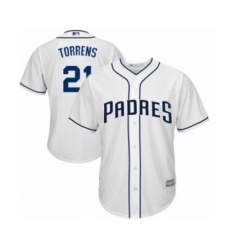 Youth San Diego Padres #21 Luis Torrens Authentic White Home Cool Base Baseball Player Jersey Youth San Diego Padres #21 Luis Torrens Authentic White Home Cool Base Baseball Player Jersey