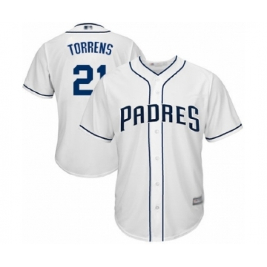 Youth San Diego Padres #21 Luis Torrens Authentic White Home Cool Base Baseball Player Jersey Youth San Diego Padres #21 Luis Torrens Authentic White Home Cool Base Baseball Player Jersey