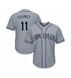 Men's San Diego Padres #11 Ty France Authentic Grey Road Cool Base Baseball Player Jersey
