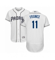 Men's San Diego Padres #11 Ty France White Home Flex Base Authentic Collection Baseball Player Jersey