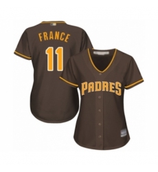 Women's San Diego Padres #11 Ty France Authentic Brown Alternate Cool Base Baseball Player Jersey