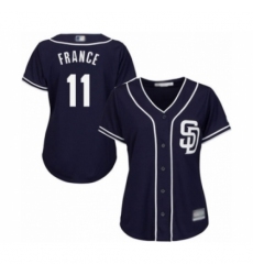 Women's San Diego Padres #11 Ty France Authentic Navy Blue Alternate 1 Cool Base Baseball Player Jersey