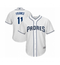 Youth San Diego Padres #11 Ty France Authentic White Home Cool Base Baseball Player Jersey