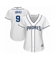 Women's San Diego Padres #9 Luis Urias Authentic White Home Cool Base Baseball Player Jersey Women's San Diego Padres #9 Luis Urias Authentic White Home Cool Base Baseball Player Jersey