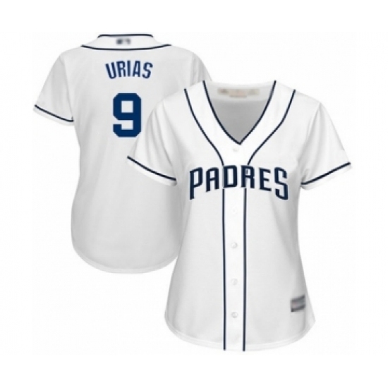 Women's San Diego Padres #9 Luis Urias Authentic White Home Cool Base Baseball Player Jersey Women's San Diego Padres #9 Luis Urias Authentic White Home Cool Base Baseball Player Jersey