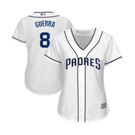 Women's San Diego Padres #8 Javy Guerra Authentic White Home Cool Base Baseball Player Jersey Women's San Diego Padres #8 Javy Guerra Authentic White Home Cool Base Baseball Player Jersey