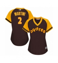 Women's San Diego Padres #2 Nick Martini Authentic Brown Alternate Cooperstown Cool Base Baseball Player Jersey Women's San Diego Padres #2 Nick Martini Authentic Brown Alternate Cooperstown Cool Base Baseball Player Jersey