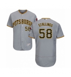 Men's Pittsburgh Pirates #58 Jacob Stallings Grey Road Flex Base Authentic Collection Baseball Player Jersey