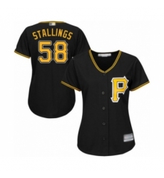 Women's Pittsburgh Pirates #58 Jacob Stallings Authentic Black Alternate Cool Base Baseball Player Jersey