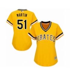 Women's Pittsburgh Pirates #51 Jason Martin Authentic Gold Alternate Cool Base Baseball Player Jersey Women's Pittsburgh Pirates #51 Jason Martin Authentic Gold Alternate Cool Base Baseball Player Jersey