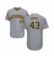Men's Pittsburgh Pirates #43 Steven Brault Grey Road Flex Base Authentic Collection Baseball Player Jersey