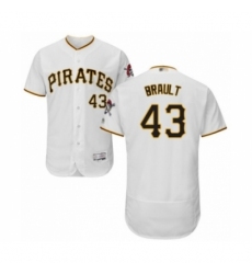 Men's Pittsburgh Pirates #43 Steven Brault White Home Flex Base Authentic Collection Baseball Player Jersey