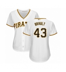 Women's Pittsburgh Pirates #43 Steven Brault Authentic White Home Cool Base Baseball Player Jersey