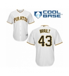 Youth Pittsburgh Pirates #43 Steven Brault Authentic White Home Cool Base Baseball Player Jersey