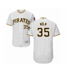Men's Pittsburgh Pirates #35 Keone Kela White Home Flex Base Authentic Collection Baseball Player Jersey