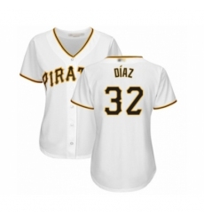 Women's Pittsburgh Pirates #32 Elias Diaz Authentic White Home Cool Base Baseball Player Jersey Women's Pittsburgh Pirates #32 Elias Diaz Authentic White Home Cool Base Baseball Player Jersey