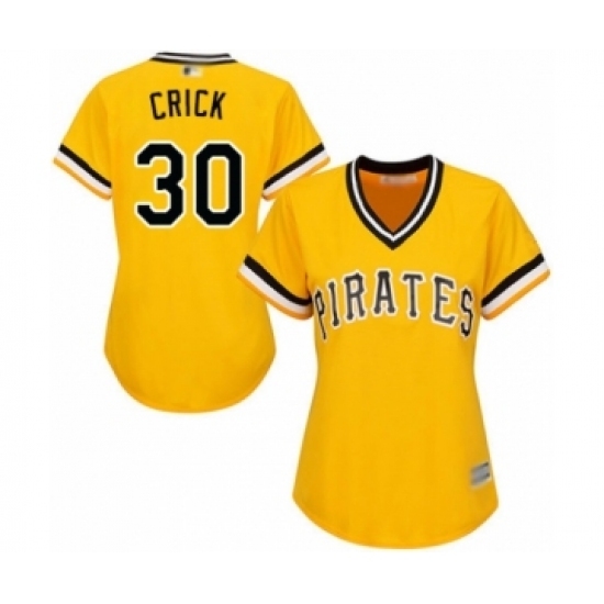 Women's Pittsburgh Pirates #30 Kyle Crick Authentic Gold Alternate Cool Base Baseball Player Jersey Women's Pittsburgh Pirates #30 Kyle Crick Authentic Gold Alternate Cool Base Baseball Player Jersey