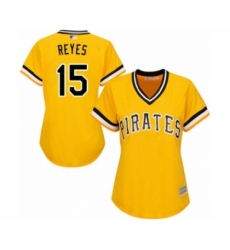 Women's Pittsburgh Pirates #15 Pablo Reyes Authentic Gold Alternate Cool Base Baseball Player Jersey Women's Pittsburgh Pirates #15 Pablo Reyes Authentic Gold Alternate Cool Base Baseball Player Jersey