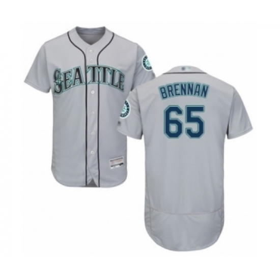 Men's Seattle Mariners #65 Brandon Brennan Grey Road Flex Base Authentic Collection Baseball Player Jersey Men's Seattle Mariners #65 Brandon Brennan Grey Road Flex Base Authentic Collection Baseball Player Jersey