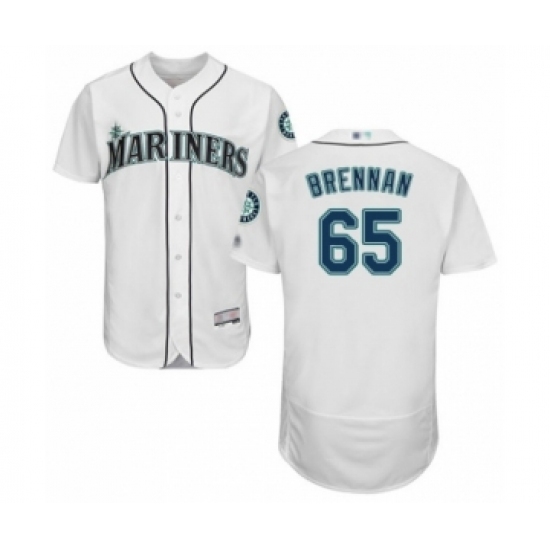 Men's Seattle Mariners #65 Brandon Brennan White Home Flex Base Authentic Collection Baseball Player Jersey Men's Seattle Mariners #65 Brandon Brennan White Home Flex Base Authentic Collection Baseball Player Jersey