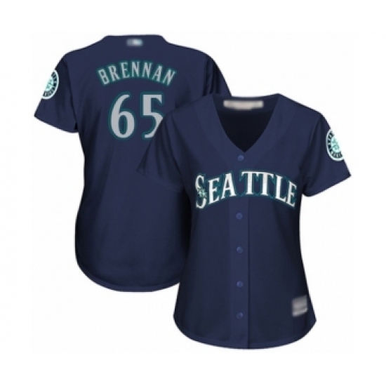 Women's Seattle Mariners #65 Brandon Brennan Authentic Navy Blue Alternate 2 Cool Base Baseball Player Jersey Women's Seattle Mariners #65 Brandon Brennan Authentic Navy Blue Alternate 2 Cool Base Baseball Player Jersey