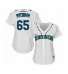 Women's Seattle Mariners #65 Brandon Brennan Authentic White Home Cool Base Baseball Player Jersey Women's Seattle Mariners #65 Brandon Brennan Authentic White Home Cool Base Baseball Player Jersey