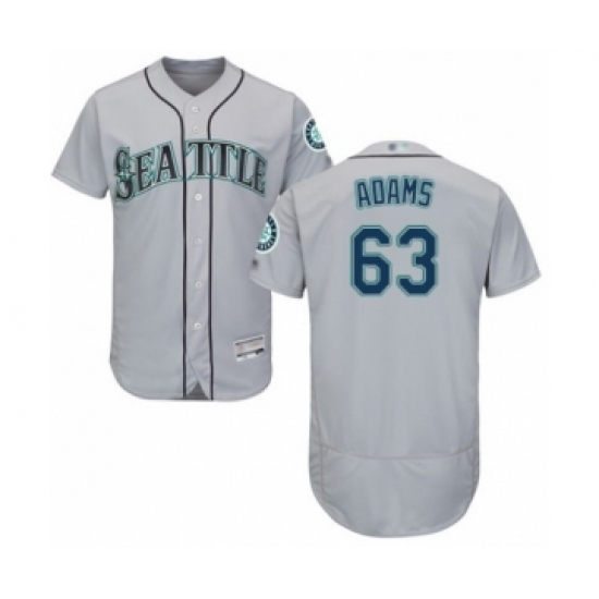 Men's Seattle Mariners #63 Austin Adams Grey Road Flex Base Authentic Collection Baseball Player Jersey Men's Seattle Mariners #63 Austin Adams Grey Road Flex Base Authentic Collection Baseball Player Jersey