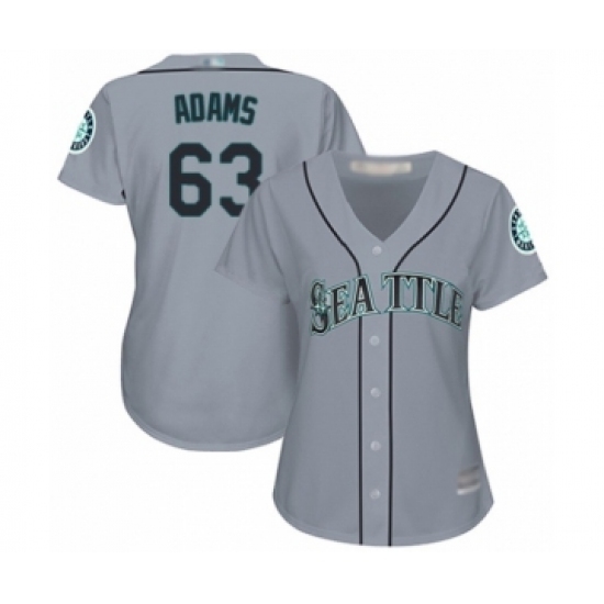Women's Seattle Mariners #63 Austin Adams Authentic Grey Road Cool Base Baseball Player Jersey Women's Seattle Mariners #63 Austin Adams Authentic Grey Road Cool Base Baseball Player Jersey