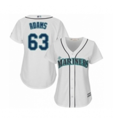 Women's Seattle Mariners #63 Austin Adams Authentic White Home Cool Base Baseball Player Jersey
