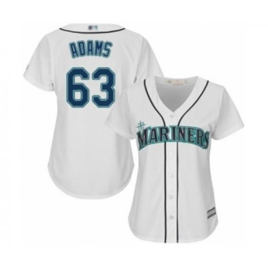 Women's Seattle Mariners #63 Austin Adams Authentic White Home Cool Base Baseball Player Jersey Women's Seattle Mariners #63 Austin Adams Authentic White Home Cool Base Baseball Player Jersey