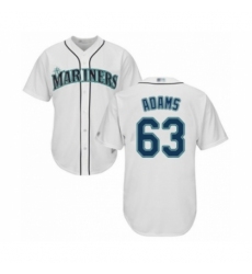 Youth Seattle Mariners #63 Austin Adams Authentic White Home Cool Base Baseball Player Jersey
