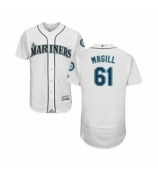 Men's Seattle Mariners #61 Matt Magill White Home Flex Base Authentic Collection Baseball Player Jersey