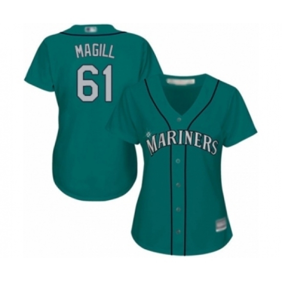 Women's Seattle Mariners #61 Matt Magill Authentic Teal Green Alternate Cool Base Baseball Player Jersey Women's Seattle Mariners #61 Matt Magill Authentic Teal Green Alternate Cool Base Baseball Player Jersey
