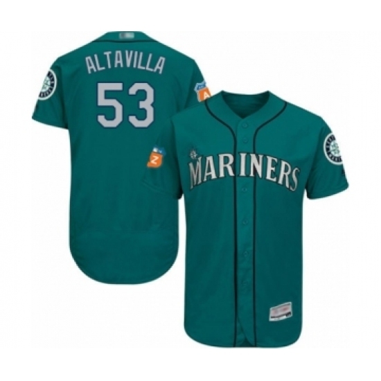 Men's Seattle Mariners #53 Dan Altavilla Teal Green Alternate Flex Base Authentic Collection Baseball Player Jersey Men's Seattle Mariners #53 Dan Altavilla Teal Green Alternate Flex Base Authentic Collection Baseball Player Jersey