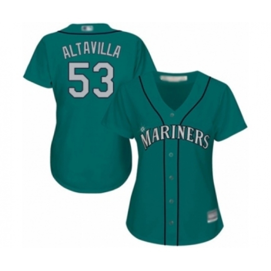 Women's Seattle Mariners #53 Dan Altavilla Authentic Teal Green Alternate Cool Base Baseball Player Jersey Women's Seattle Mariners #53 Dan Altavilla Authentic Teal Green Alternate Cool Base Baseball Player Jersey
