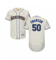 Men's Seattle Mariners #50 Erik Swanson Cream Alternate Flex Base Authentic Collection Baseball Player Jersey