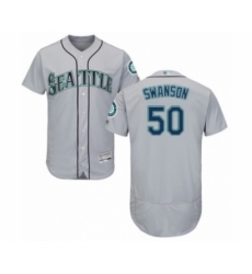 Men's Seattle Mariners #50 Erik Swanson Grey Road Flex Base Authentic Collection Baseball Player Jersey